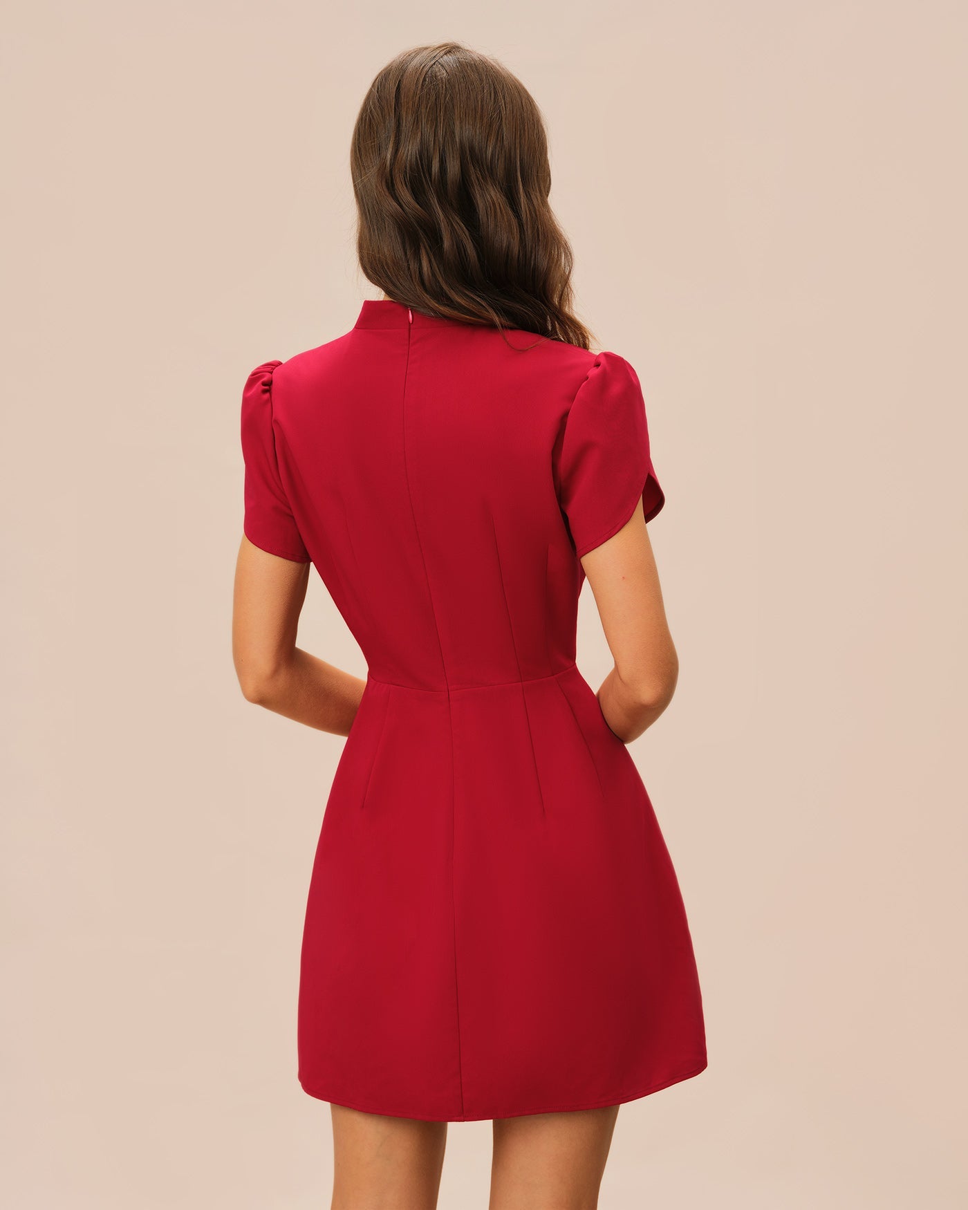Red Petal Sleeve Mini Dress | Rihoas