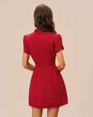 Red Petal Sleeve Mini Dress | Rihoas