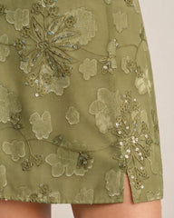 Green Jacquard Sequins Mini Skirt | Rihoas