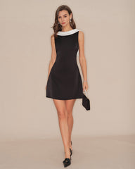 Black Cowl Neck Backless Mini Dress | Rihoas