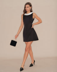 Black Cowl Neck Backless Mini Dress | Rihoas