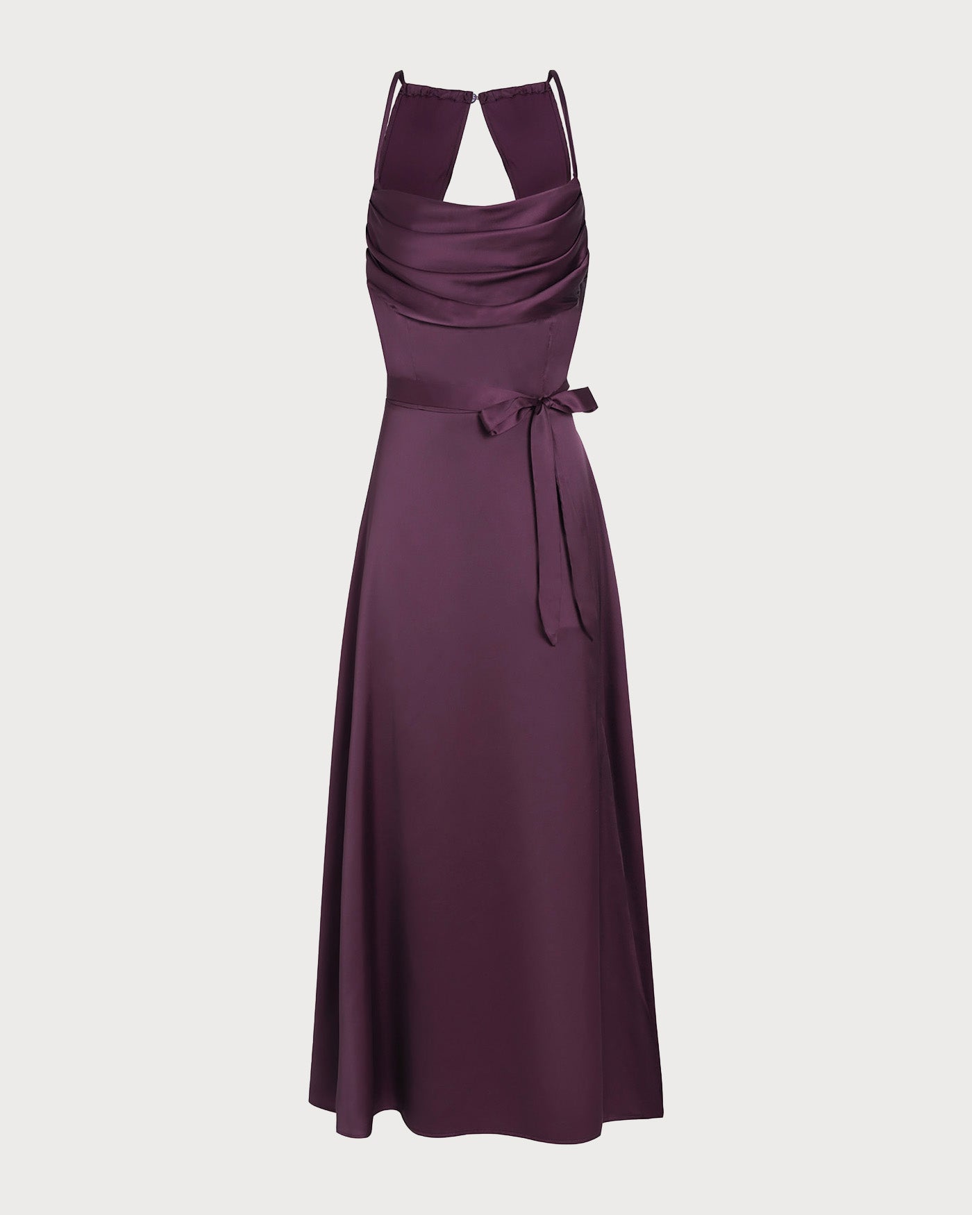 Purple Cowl Neck Satin Maxi Dress | Rihoas