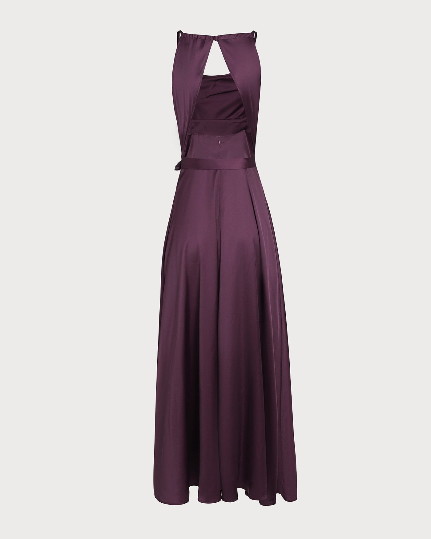 Purple Cowl Neck Satin Maxi Dress | Rihoas