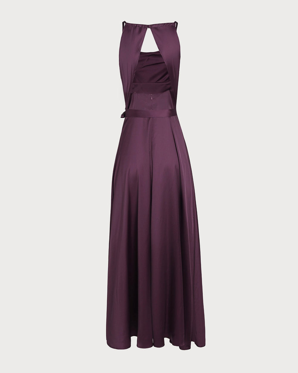 Purple Cowl Neck Satin Maxi Dress | Rihoas