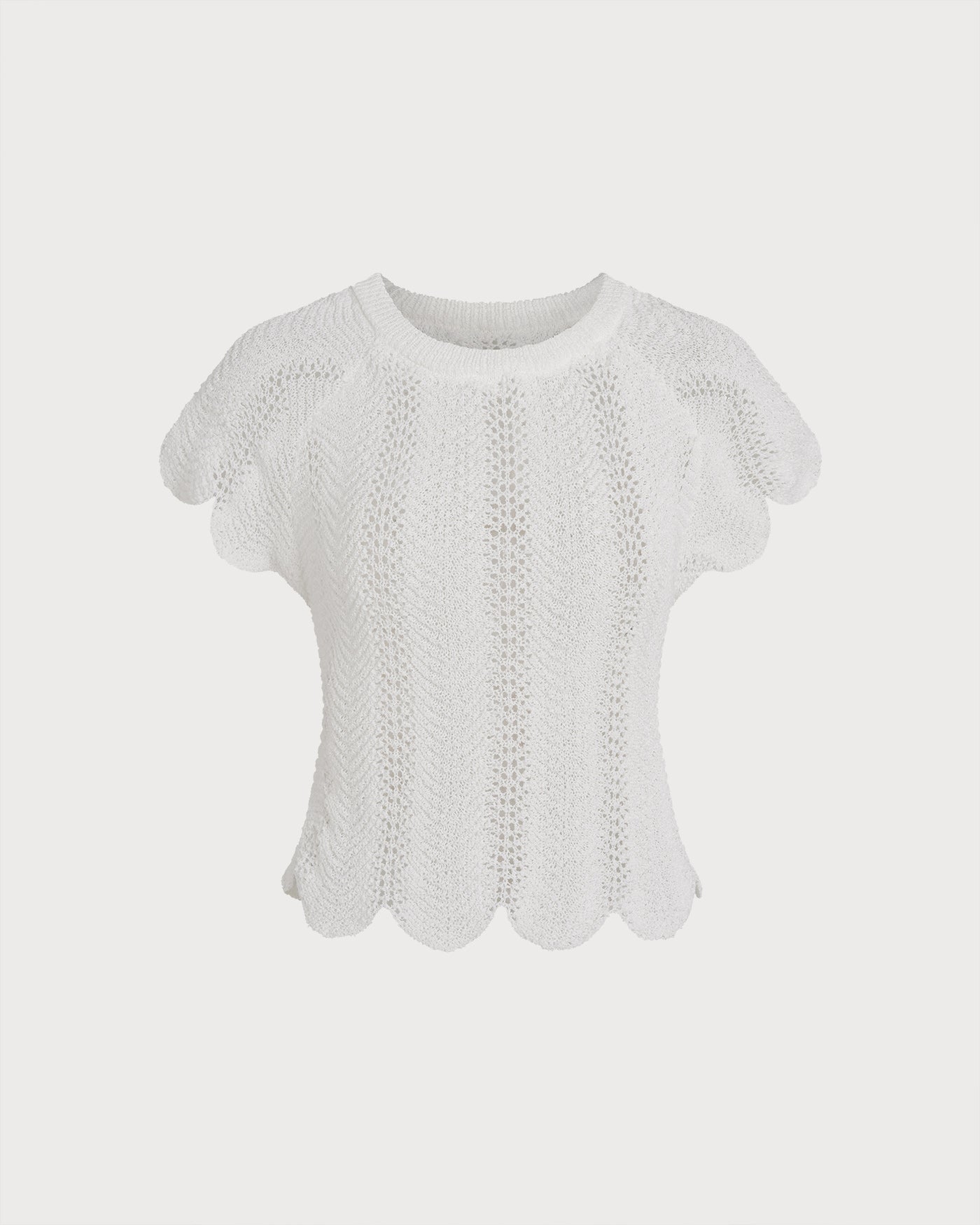 White Round Neck Textured Tee | Rihoas