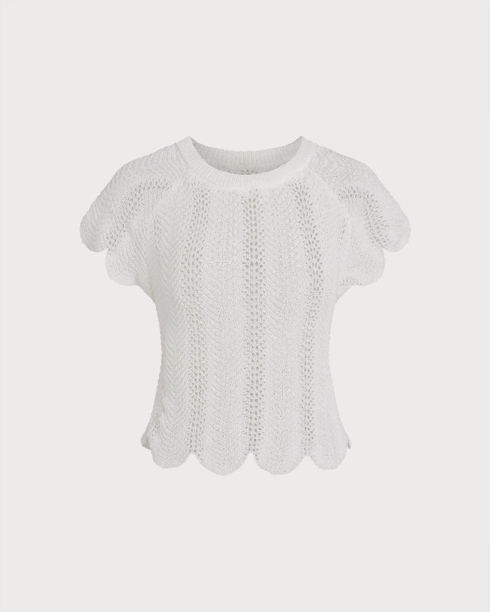 White Round Neck Textured Tee | Rihoas