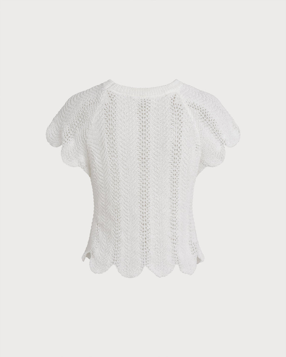 White Round Neck Textured Tee | Rihoas