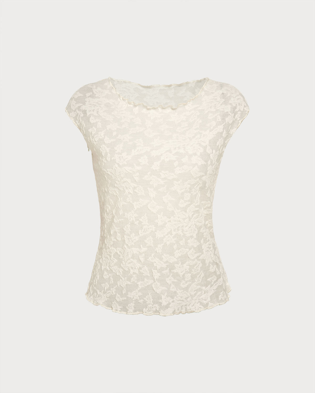 Beige Textured See Through Tee | Rihoas