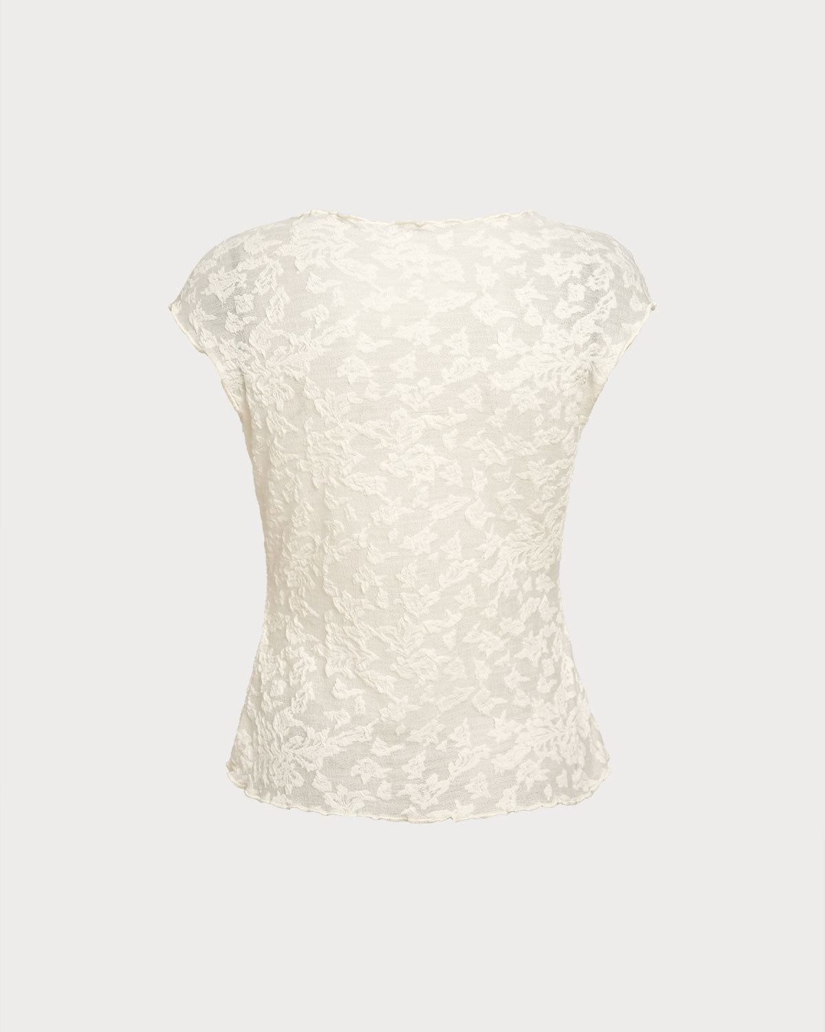 Beige Textured See Through Tee | Rihoas