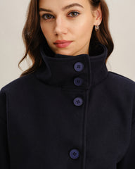 Blue Single Breasted Loose Jacket | Rihoas