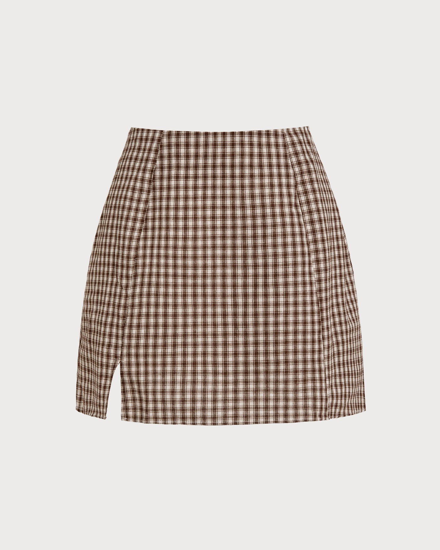 Brown Plaid A-Line Skirt | Rihoas