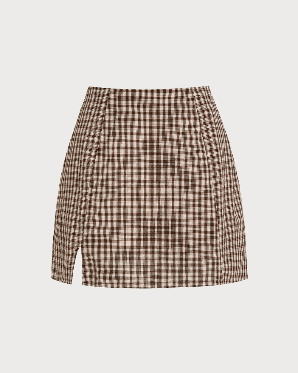 Brown Plaid A-Line Skirt | Rihoas