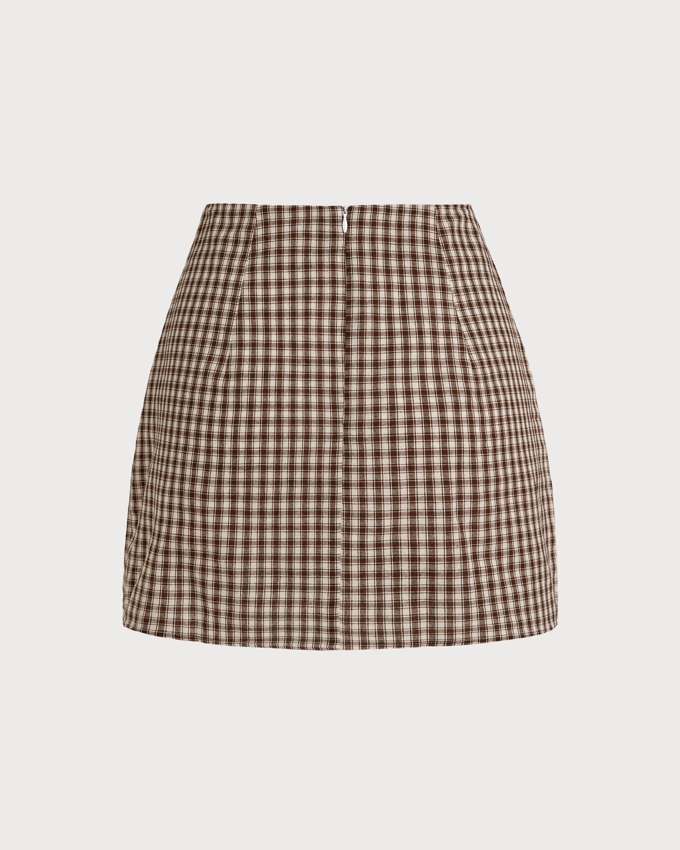 Brown Plaid A-Line Skirt | Rihoas