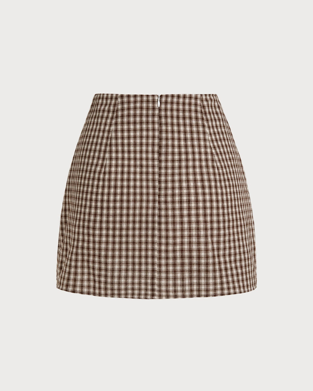 Brown Plaid A-Line Skirt | Rihoas