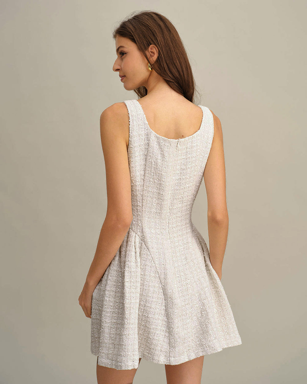 Apricot Textured Sleeveless Mini Dress | Rihoas
