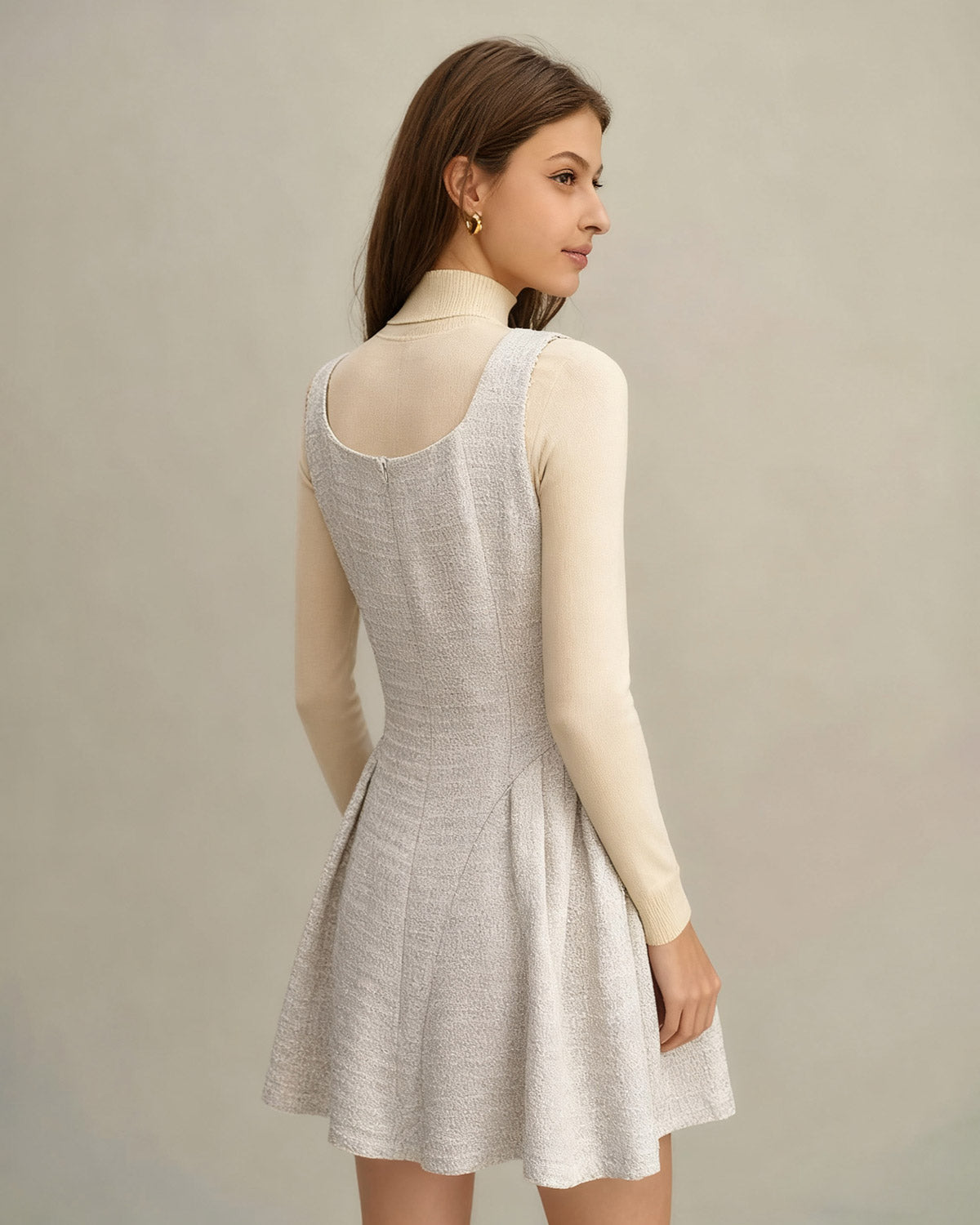 Apricot Textured Sleeveless Mini Dress | Rihoas