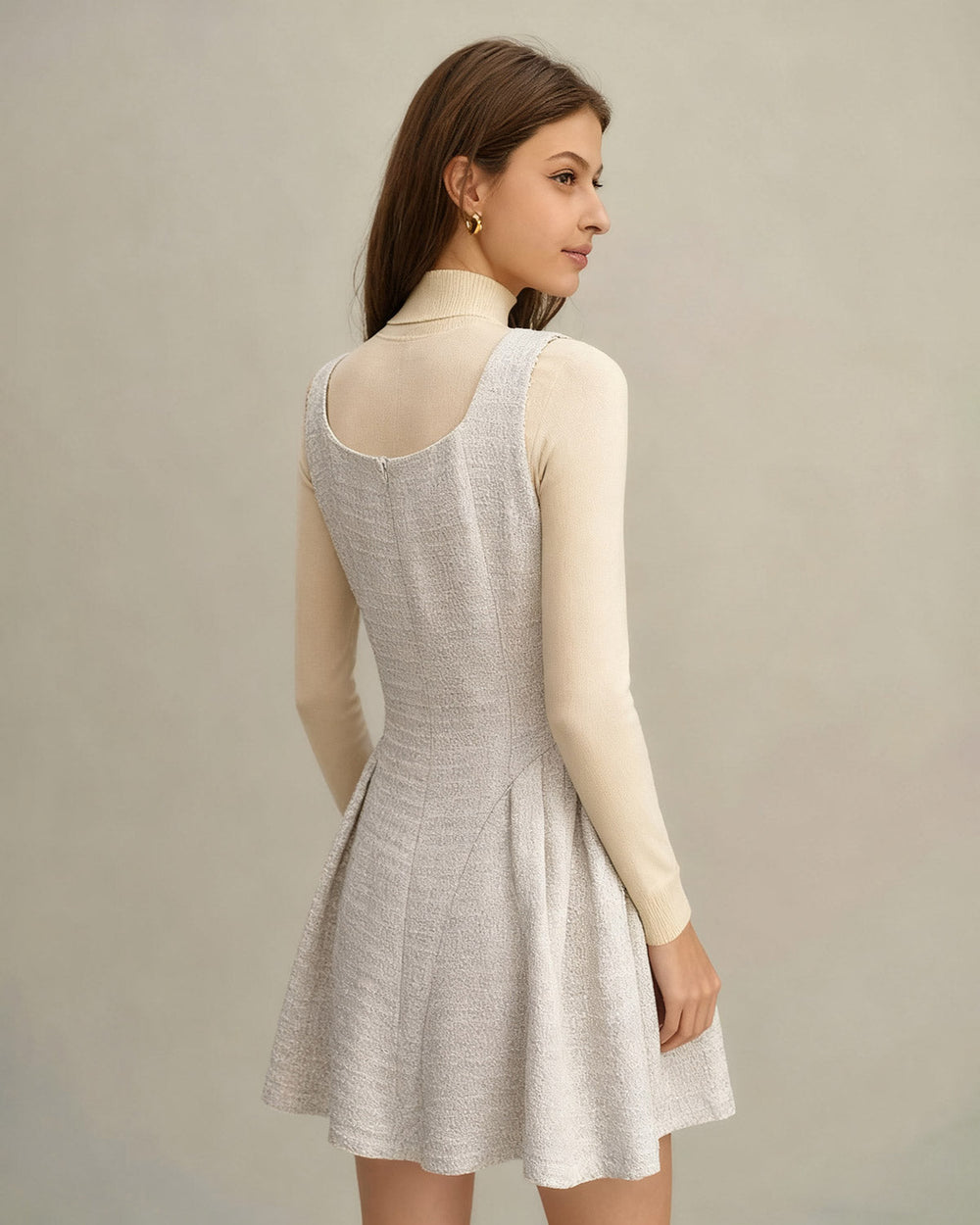 Apricot Textured Sleeveless Mini Dress | Rihoas