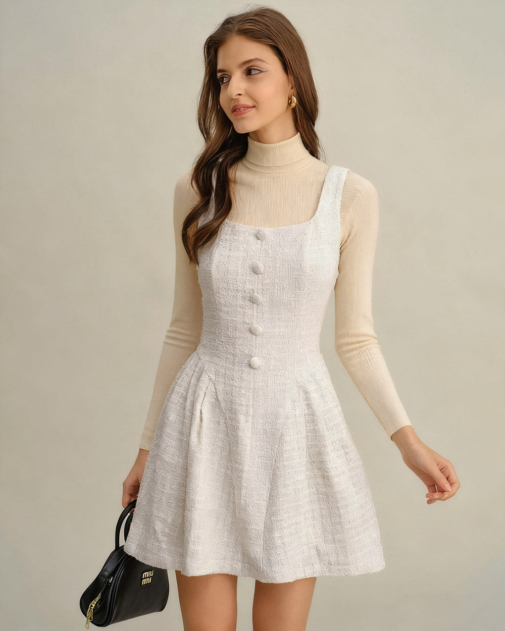 Apricot Textured Sleeveless Mini Dress | Rihoas