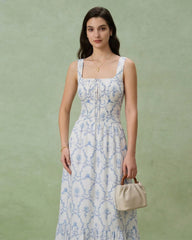White Floral Ruched Tank Top | Rihoas
