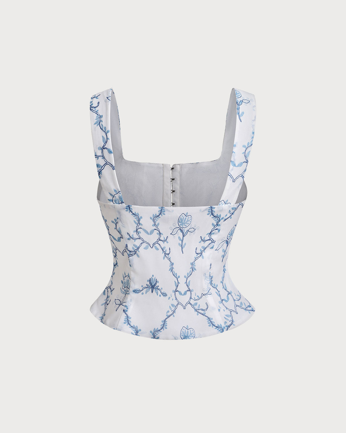 White Floral Ruched Tank Top | Rihoas