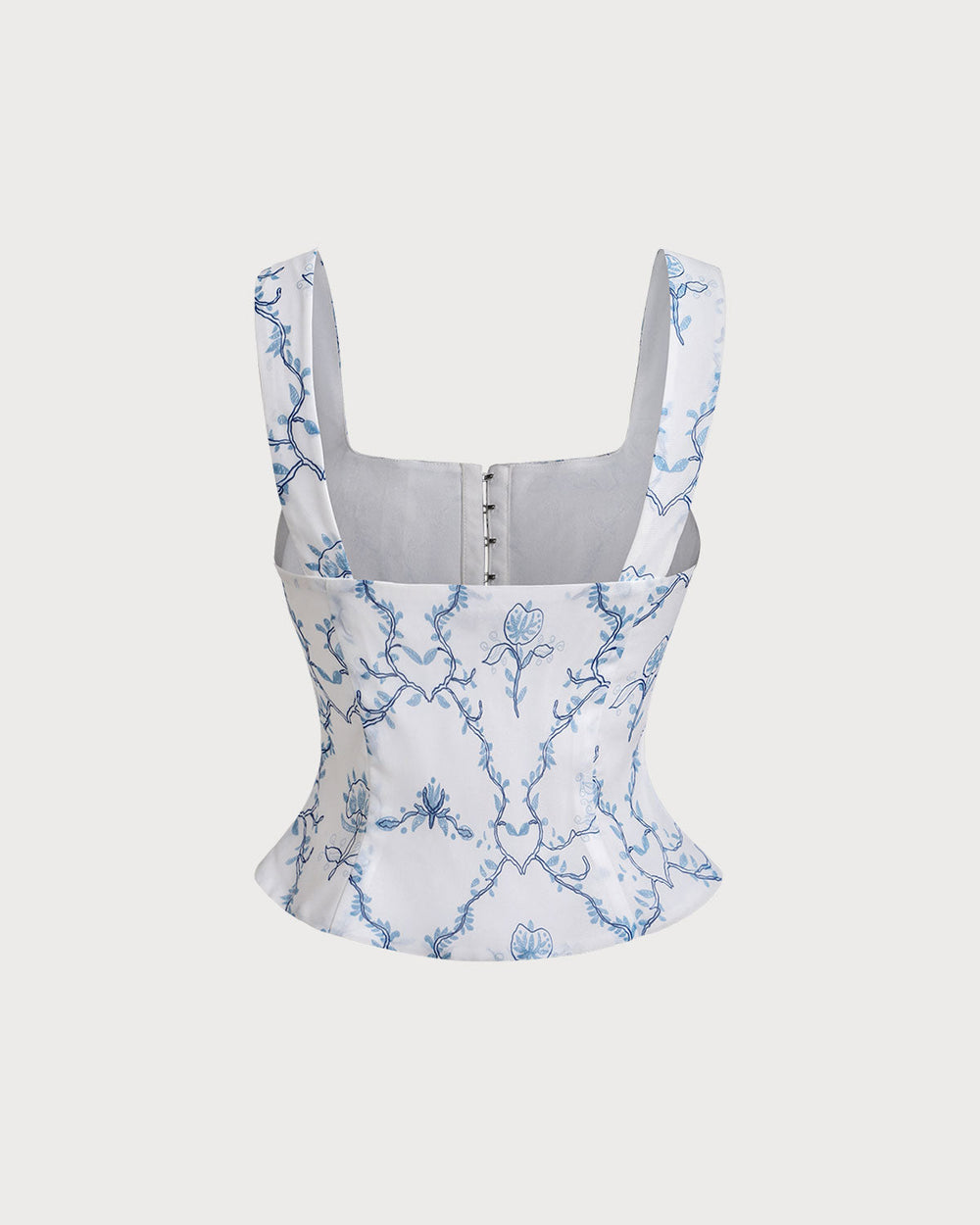 White Floral Ruched Tank Top | Rihoas
