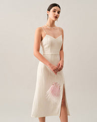 The Wave Textured Pearl Strap Midi Dress | Rihoas