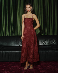 Red X Cross Floral Maxi Dress | Rihoas