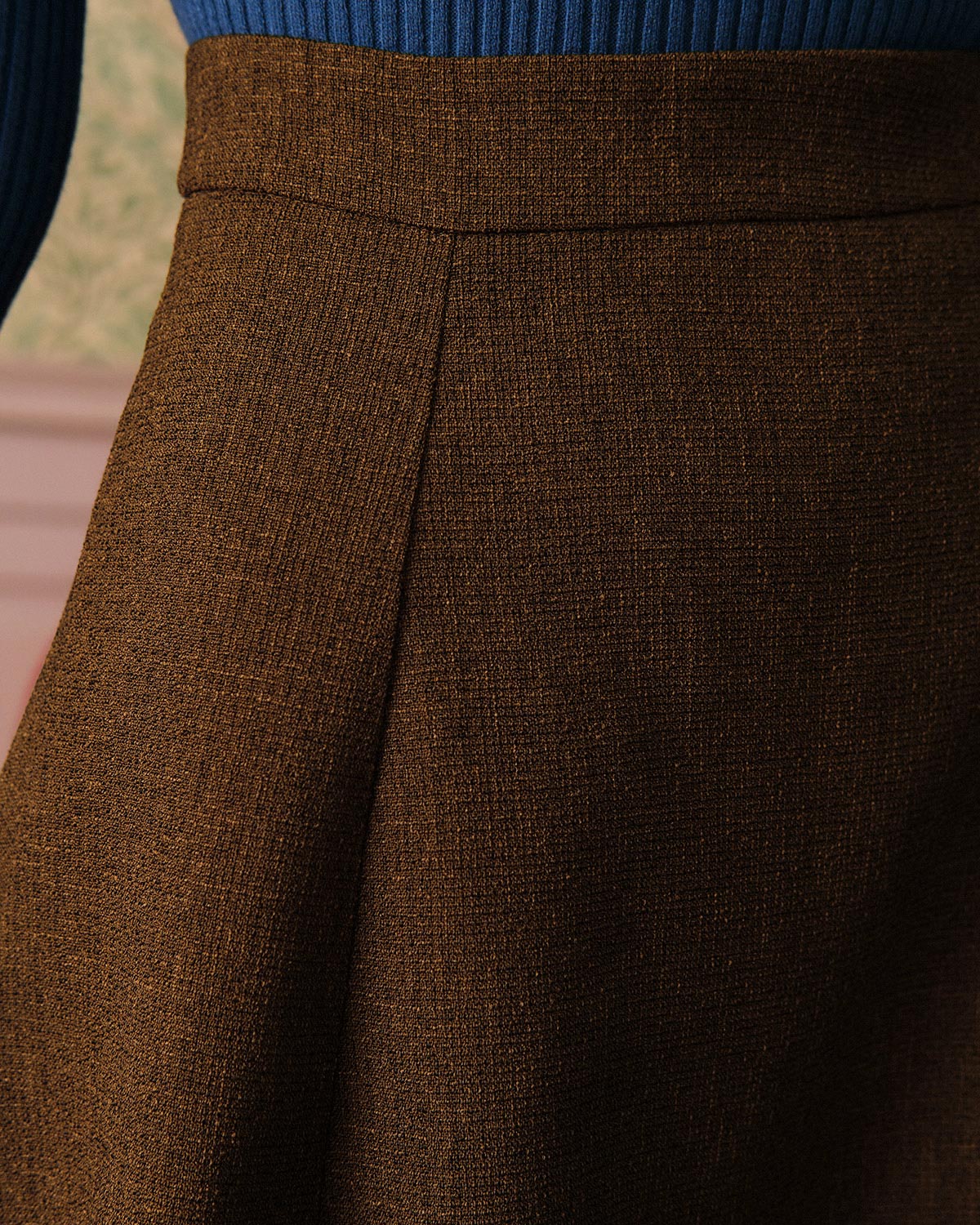 The Solid High Waisted Tweed Skirt | Rihoas