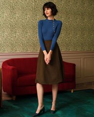 The Solid High Waisted Tweed Skirt | Rihoas