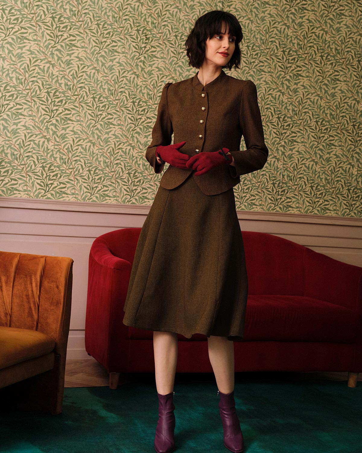 The Solid High Waisted Tweed Skirt | Rihoas