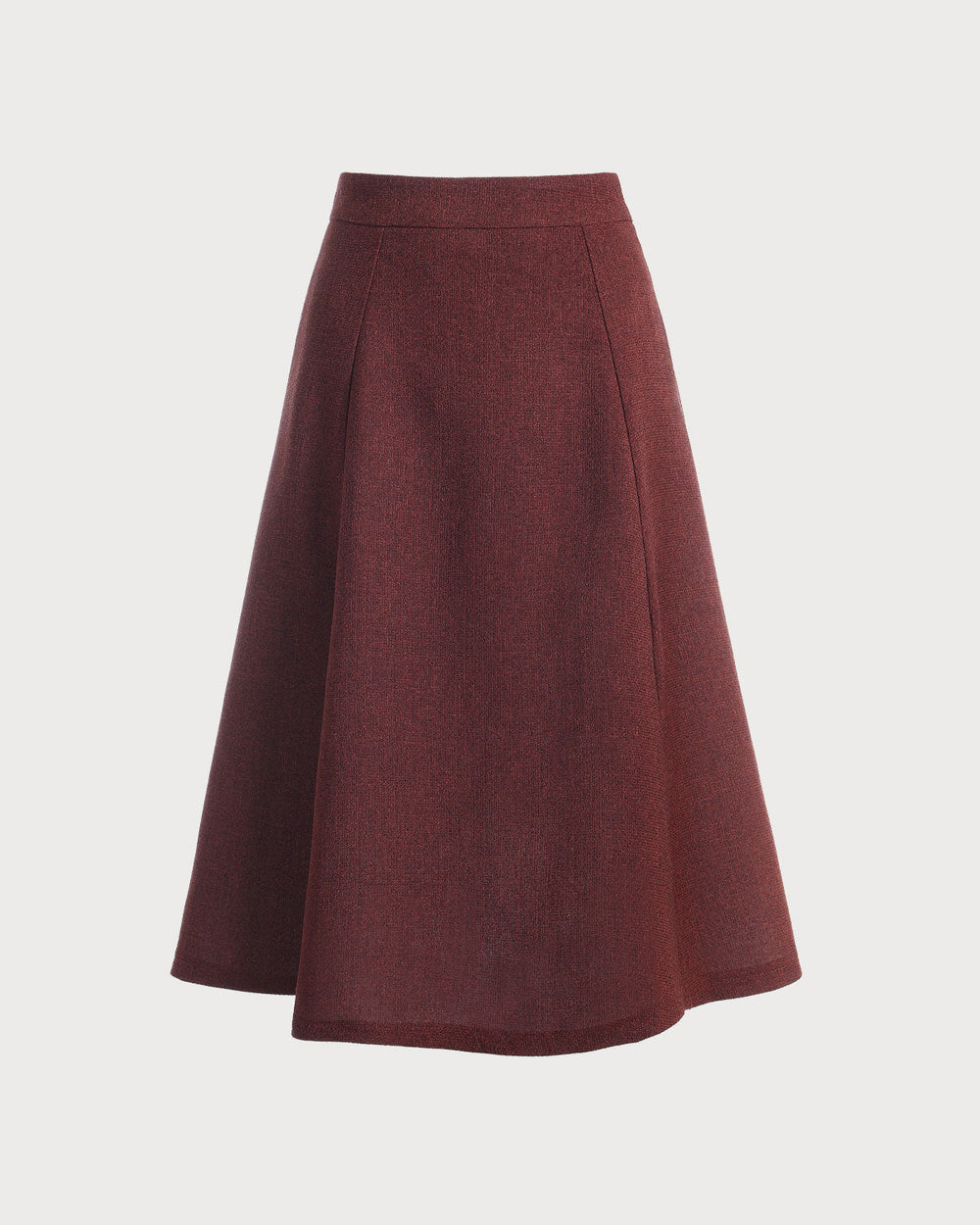 Burgundy High Waisted Tweed Skirt | Rihoas