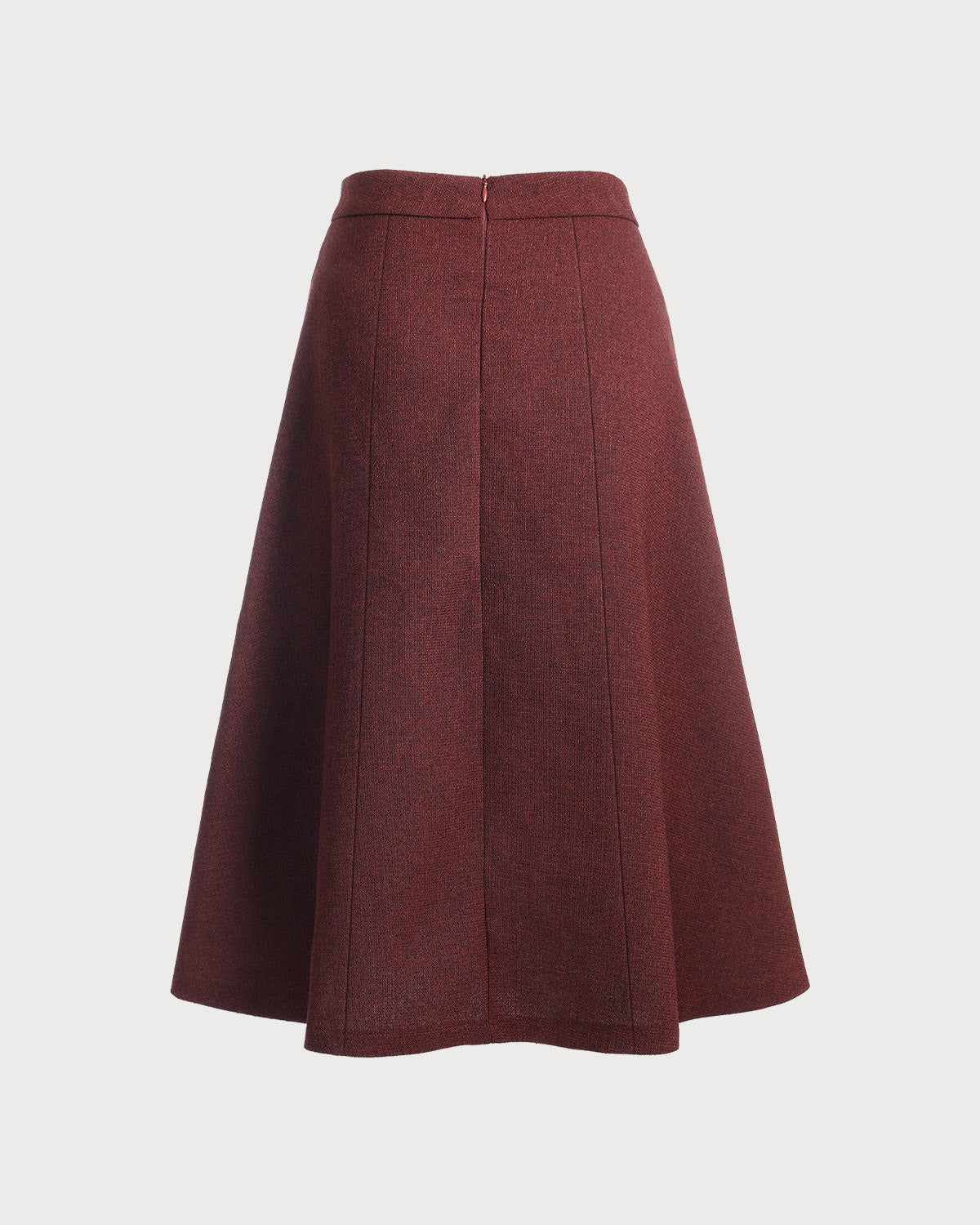 Burgundy High Waisted Tweed Skirt | Rihoas
