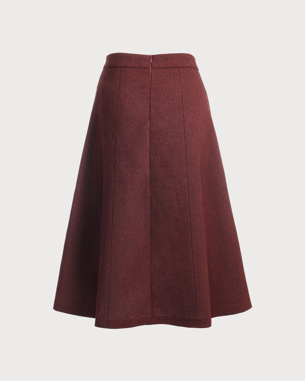 Burgundy High Waisted Tweed Skirt | Rihoas