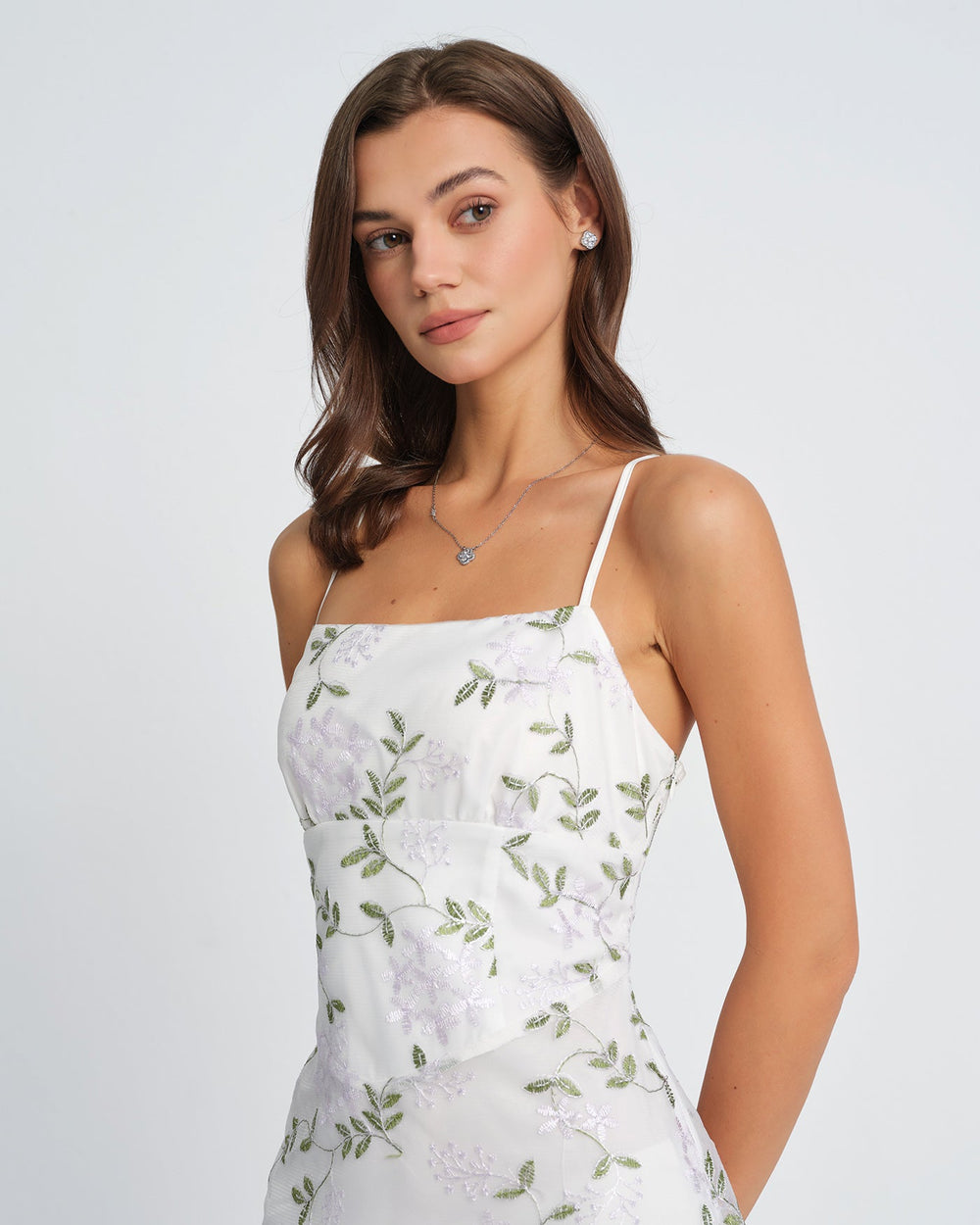 White Floral Slip Maxi Dress | Rihoas