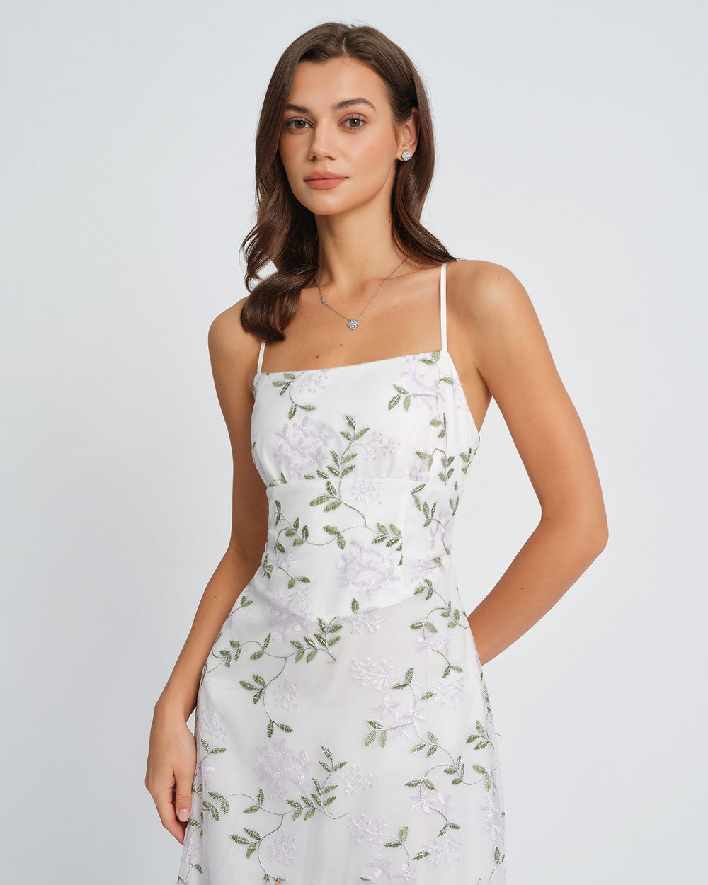 White Floral Slip Maxi Dress | Rihoas