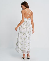 White Floral Slip Maxi Dress | Rihoas