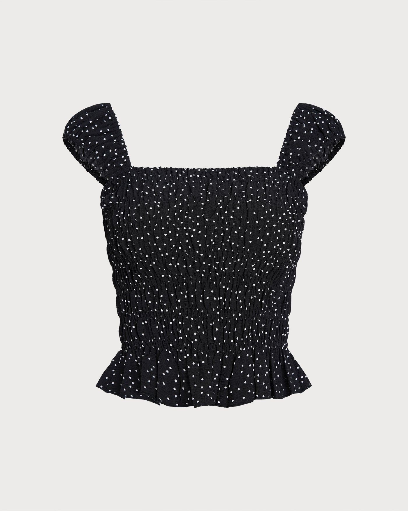 Black Square Neck Polka Dot Tank Top | Rihoas