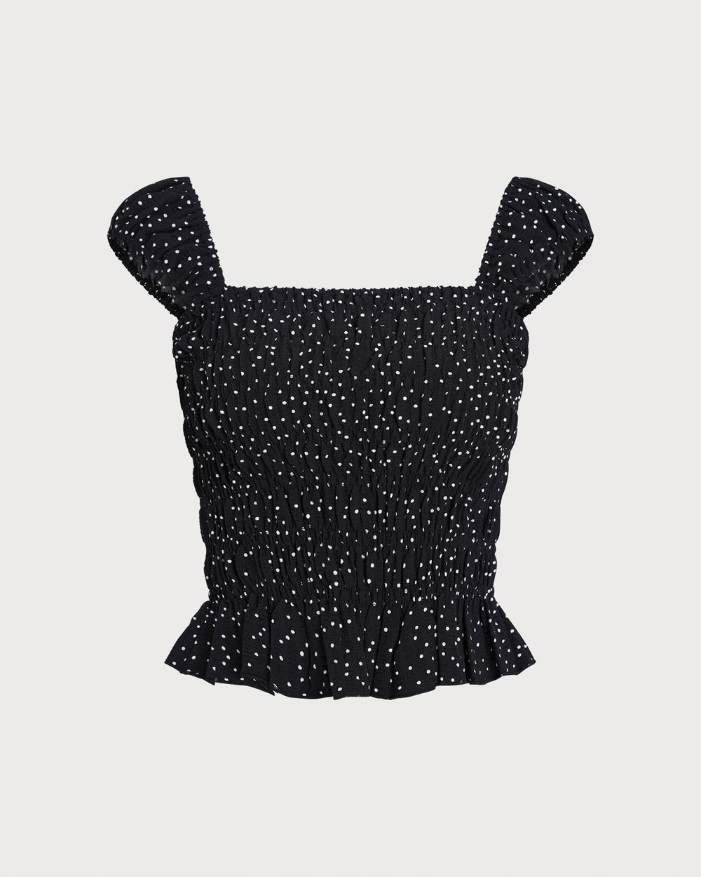 Black Square Neck Polka Dot Tank Top | Rihoas
