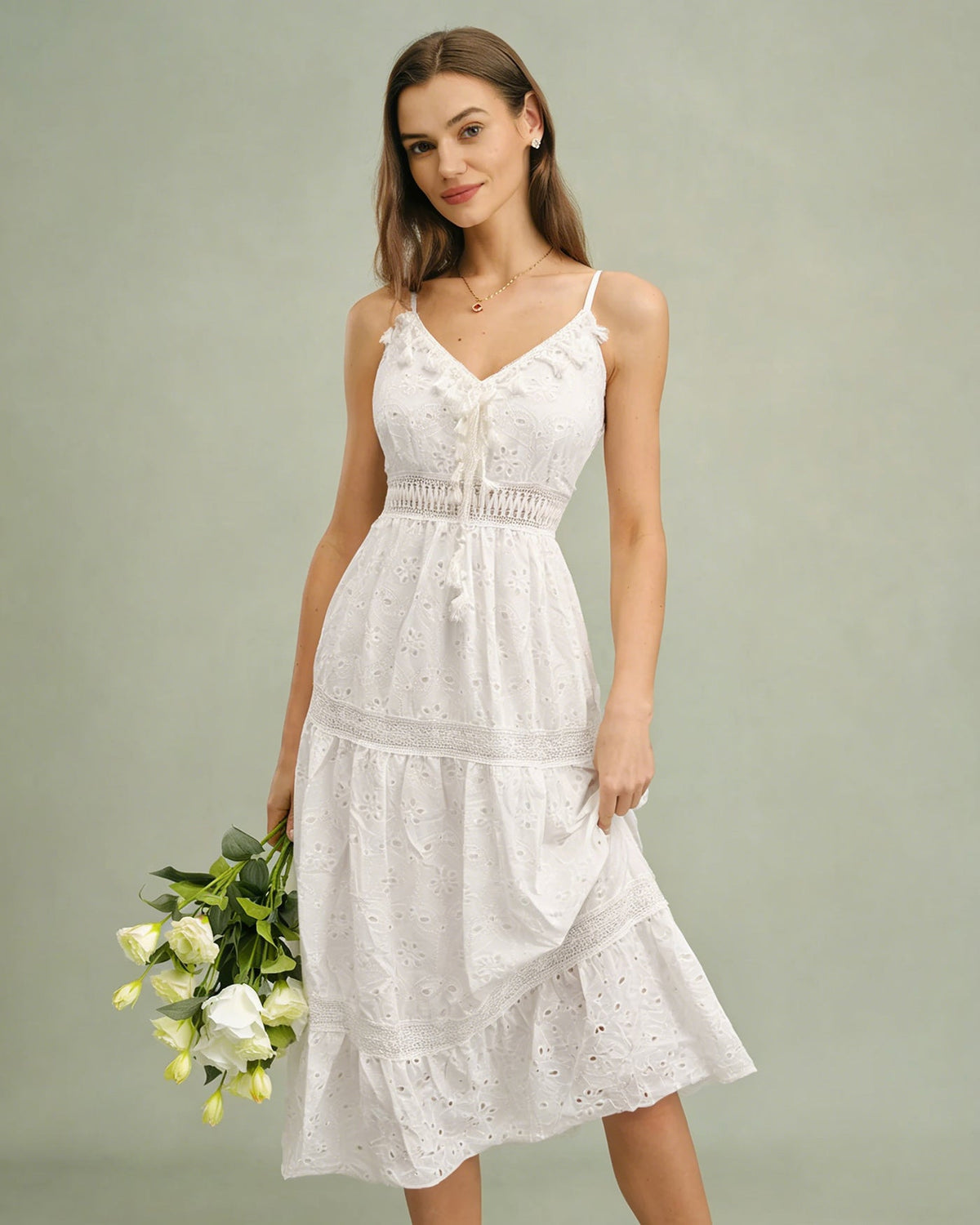 White Shirred Slip Maxi Dress | Rihoas