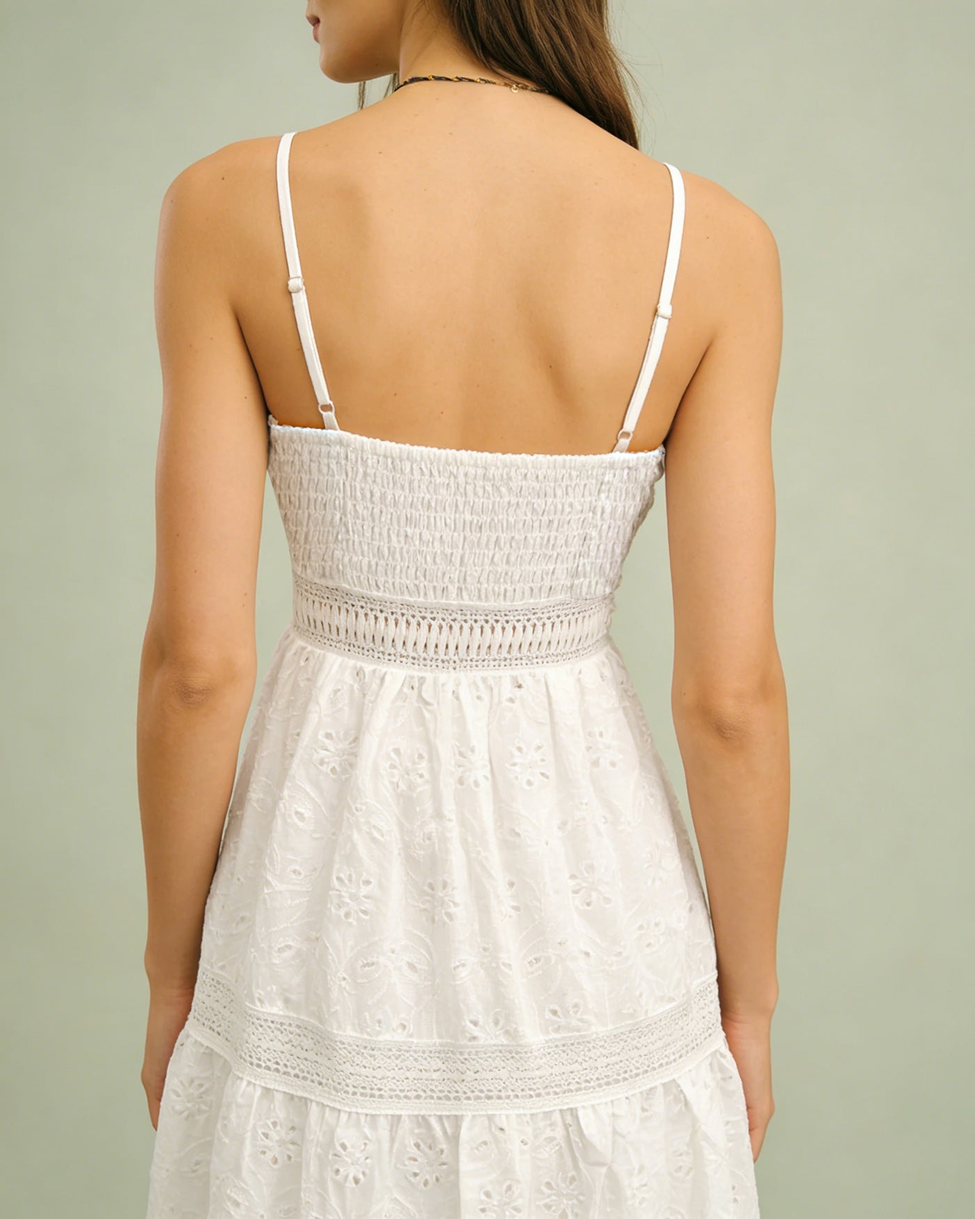 White Shirred Slip Maxi Dress | Rihoas