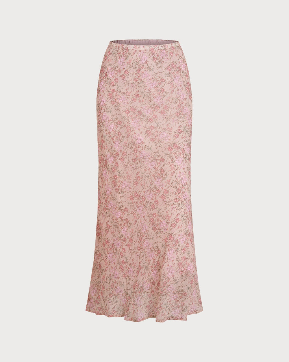 Pink Elastic Waist Floral Skirt | Rihoas