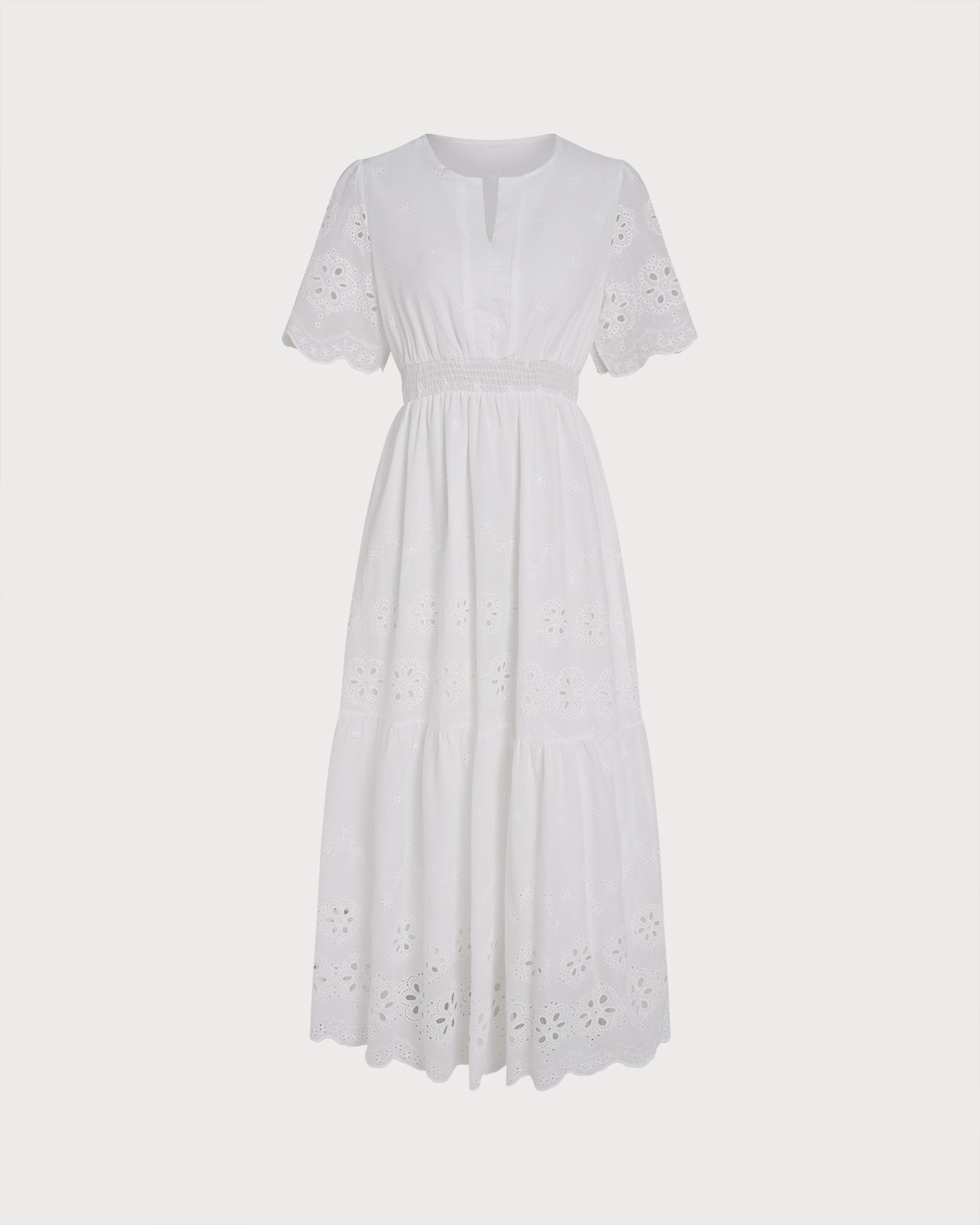 White V Neck Floral Maxi Dress | Rihoas