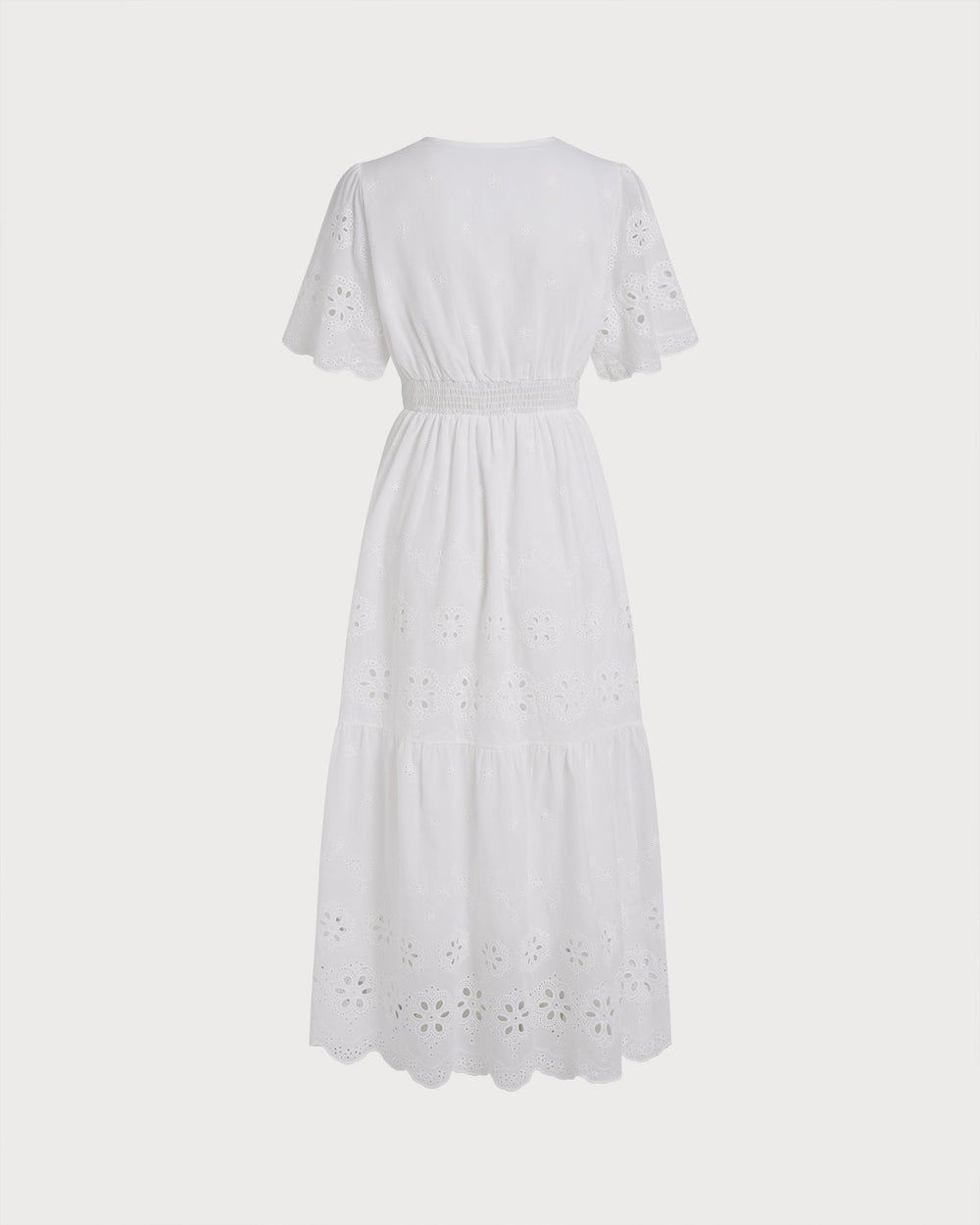 White V Neck Floral Maxi Dress | Rihoas