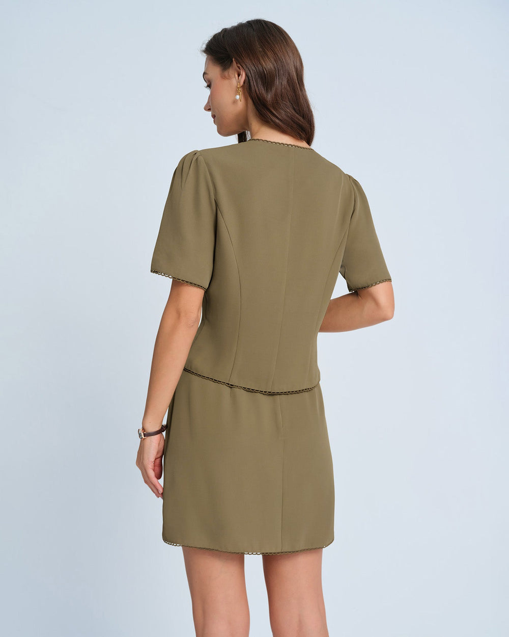 Khaki A-Line Mini Skirt | Rihoas