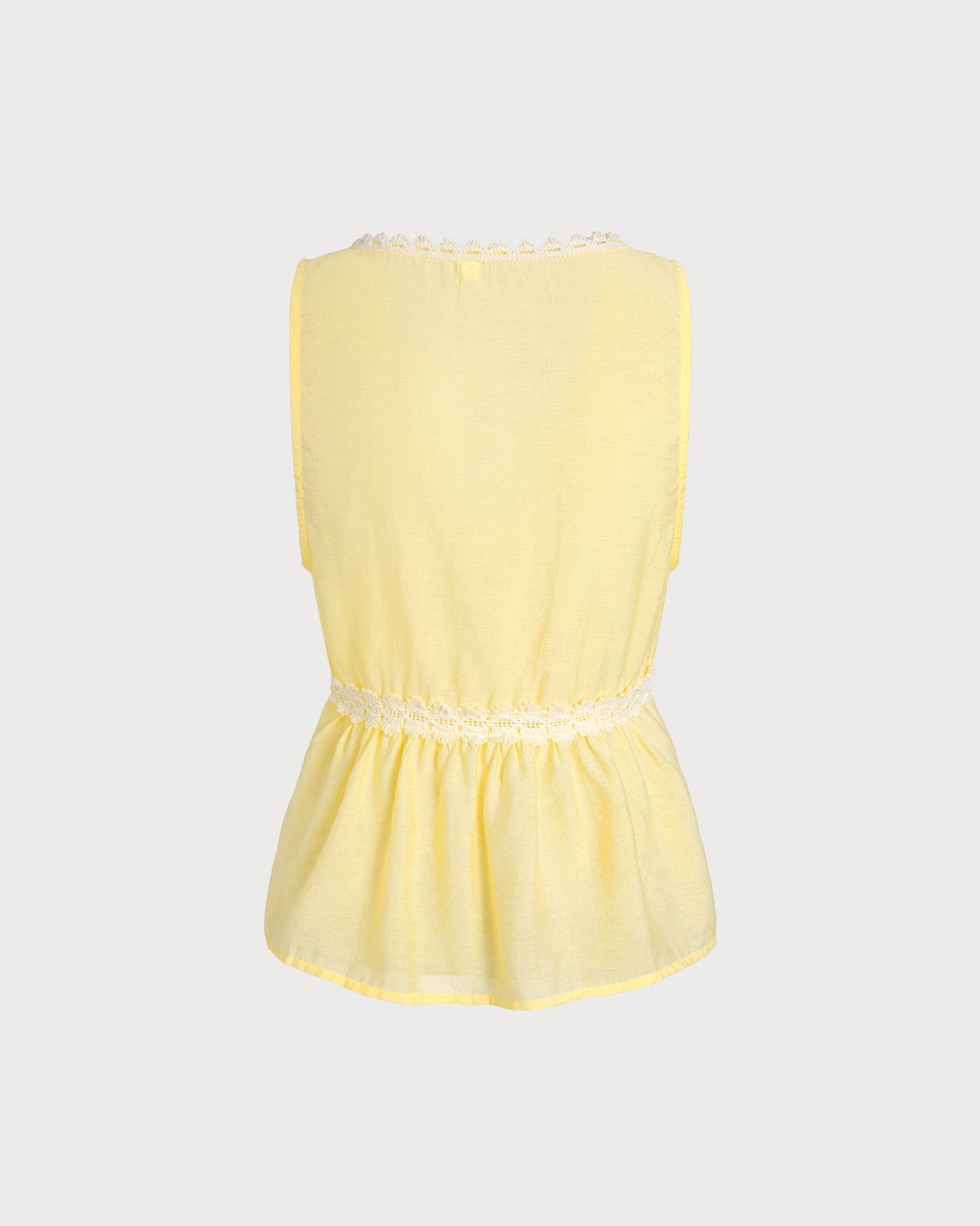 Yellow V Neck Button Tank Top | Rihoas