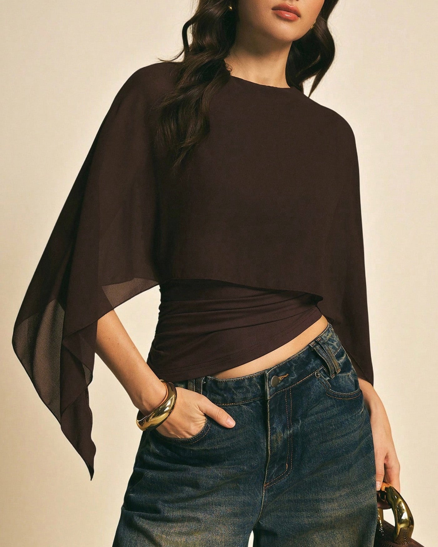 Coffee Cape Sleeve Tee | Rihoas