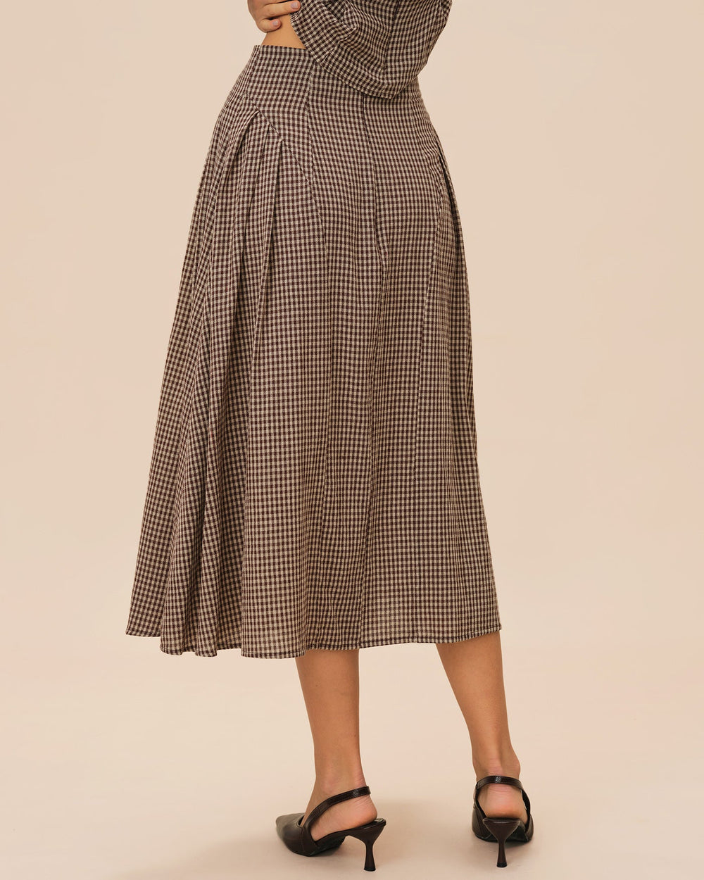 Brown Plaid Midi Skirt | Rihoas