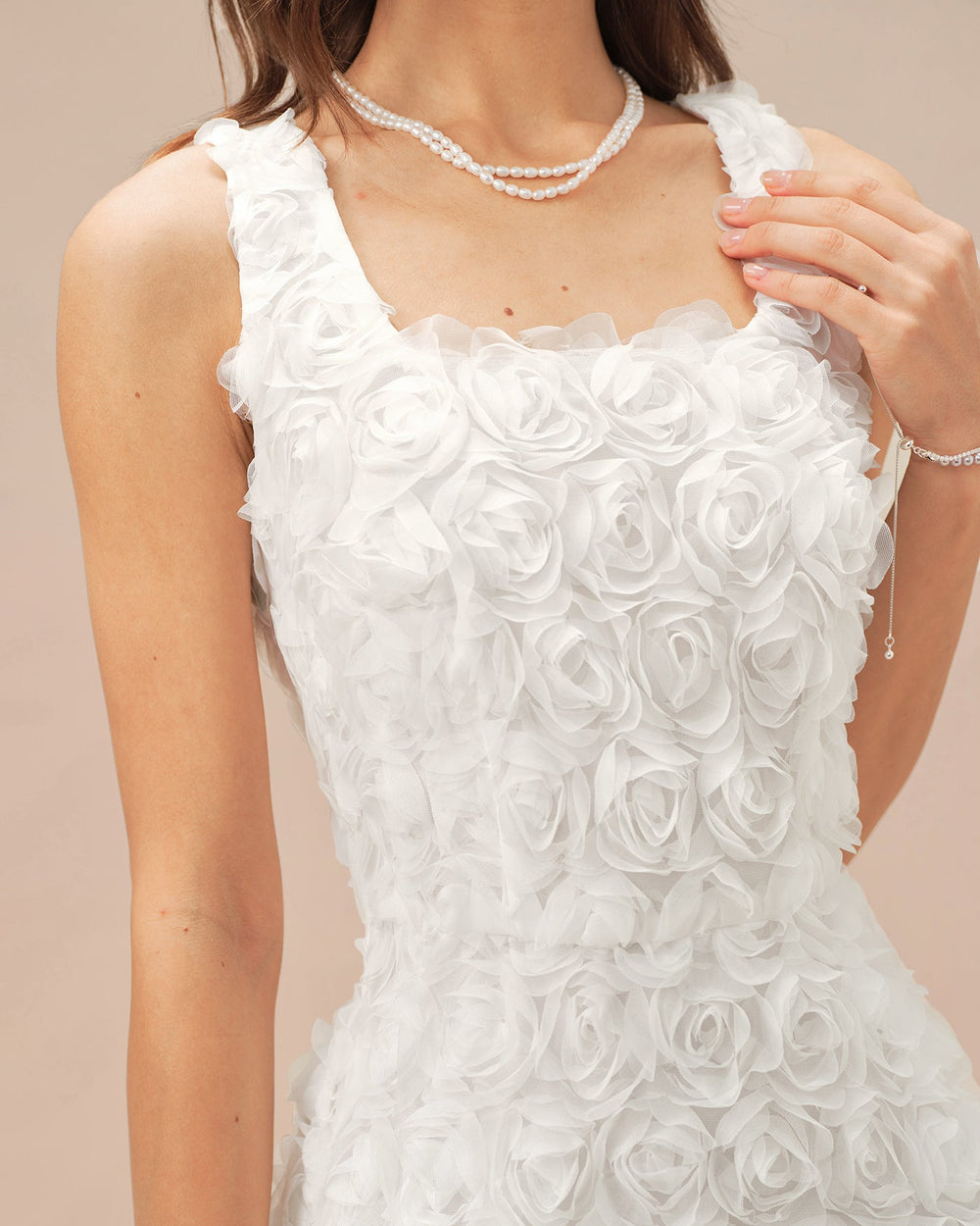 White Square Neck Floral A-Line Mini Dress | Rihoas