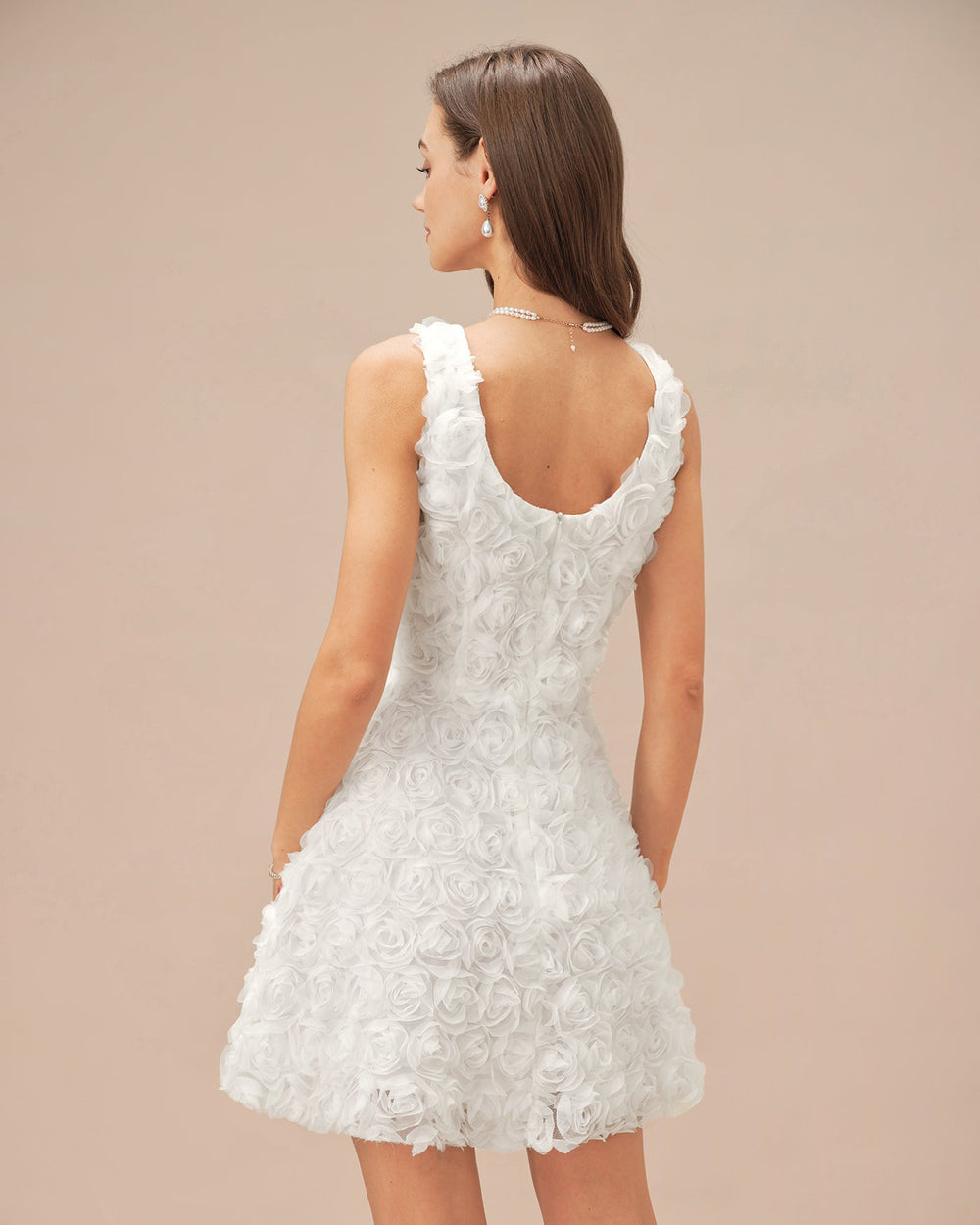 White Square Neck Floral A-Line Mini Dress | Rihoas