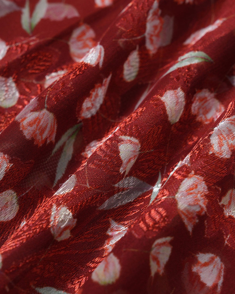 Wine Red Floral Slip Midi Dress | Rihoas